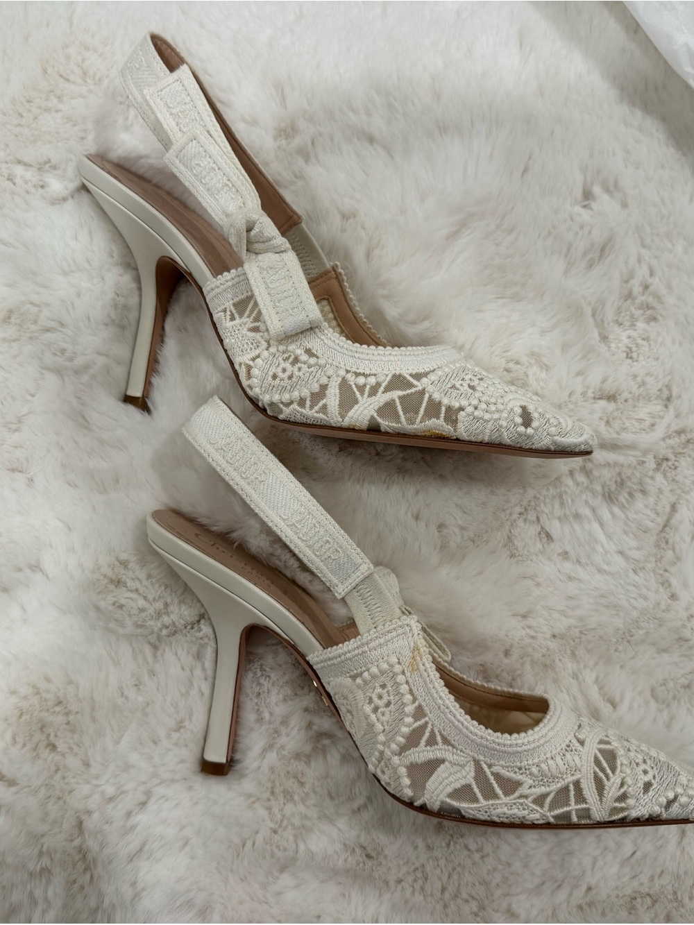 Christian Dior J'adior lace and leather slingback pumps